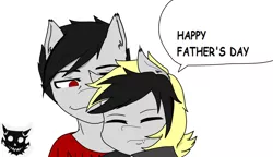 Size: 1400x808 | Tagged: safe, artist:exile, derpibooru import, oc, oc:box, oc:clarence, unofficial characters only, pony, father and child, father and son, father's day, male