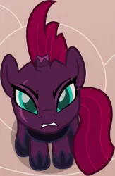 Size: 1043x1604 | Tagged: safe, artist:badumsquish, derpibooru import, part of a set, tempest shadow, pony, my little pony: the movie, angry, armor, badumsquish's kitties, broken horn, eye scar, female, glare, high angle, horn, image, looking at you, looking up, movie show style, png, scar, solo, teeth