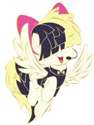 Size: 535x711 | Tagged: safe, derpibooru import, songbird serenade, pony, my little pony: the movie, can't see shit, exclusive, headworn microphone, san diego comic con, sdcc 2017, sia (singer), simple background, solo, white background