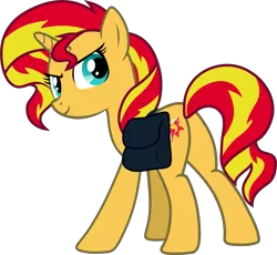 Size: 1857x1710 | Tagged: safe, artist:frownfactory, derpibooru import, sunset shimmer, pony, unicorn, equestria girls, equestria girls (movie), .svg available, bag, female, horn, mare, saddle bag, simple background, solo, svg, transparent background, vector