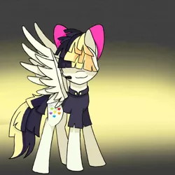 Size: 600x600 | Tagged: safe, artist:badgers5, derpibooru import, songbird serenade, pegasus, pony, my little pony: the movie, bow, female, headworn microphone, mare, sia (singer), solo