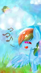 Size: 720x1280 | Tagged: safe, artist:winter-shadow7, derpibooru import, rainbow dash, soarin', pony, female, heart, male, shipping, singing, soarindash, straight