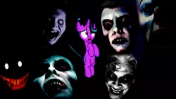 Size: 2062x1160 | Tagged: grimdark, derpibooru import, edit, starlight glimmer, demon, pony, demon face, it, nightmare, nightmare fuel, pennywise, scp-087, scp-087-b, stephen king's it, the exorcist