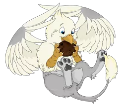 Size: 1000x874 | Tagged: safe, artist:ruster, derpibooru import, oc, oc:der, unofficial characters only, gryphon, cookie, food, paws, simple background, solo, that griffon sure "der"s love cookies, transparent background, underpaw