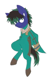 Size: 2765x4032 | Tagged: safe, artist:steelsoul, derpibooru import, ponified, pony, absurd resolution, colt, crossover, deku's hero costume, hero, izuku midoriya, male, my hero academia, quirked pony, simple background