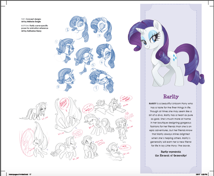 Size: 1694x1394 | Tagged: safe, artist:katharine henry, artist:mélanie daigle, derpibooru import, official, rarity, pony, unicorn, my little pony: the movie, the art of my little pony: the movie, concept art, facial expressions, female, mare, official art