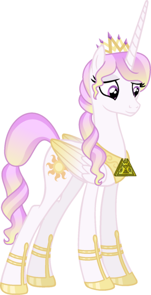 Size: 914x1783 | Tagged: safe, artist:starryoak, derpibooru import, princess celestia, alicorn, pony, miracleverse, alternate universe, scorpan's necklace, simple background, solo, transparent background