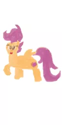 Size: 1000x2000 | Tagged: safe, artist:cmc--scootaloo, derpibooru import, scootaloo, pegasus, pony, fanfic, fanfic:the strange case of dinky hooves' cutie mark curiosity, crusaders of the lost mark, author:fluttercheer, cutie mark, fanfic art, female, filly, foal, heroic posing, intentionally bad, purposely bad art, stylistic suck, the cmc's cutie marks