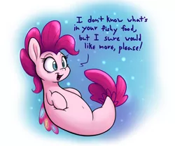 Size: 1800x1500 | Tagged: artist:bellspurgebells, belly, chubby, derpibooru import, female, my little pony: the movie, pinkie pie, safe, seaponified, seapony (g4), seapony pinkie pie, solo, species swap, squishy, that pony sure does love being a seapony, thick