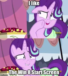 Size: 500x559 | Tagged: safe, derpibooru import, edit, screencap, starlight glimmer, pony, unicorn, rock solid friendship, exploitable meme, meme, solo, starlight's confessions