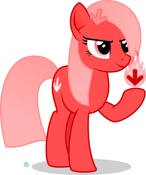 Size: 2000x2390 | Tagged: safe, artist:arifproject, derpibooru import, oc, oc:downvote, ponified, unofficial characters only, pony, derpibooru, burning, derpibooru ponified, downvote, downvote's downvotes, evil grin, grin, meta, raised hoof, simple background, smiling, smirk, solo, transparent background, vector