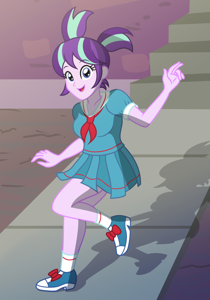 Size: 1674x2397 | Tagged: safe, artist:sumin6301, derpibooru import, snowfall frost, starlight glimmer, a hearth's warming tail, equestria girls, clothes, dress, equestria girls-ified, looking at you, pigtails, shoes, smiling, solo