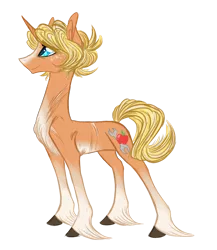 Size: 1301x1500 | Tagged: safe, artist:australian-senior, derpibooru import, oc, oc:dell, unofficial characters only, pony, unicorn, kirindos, alternate universe, applejack's dad, applejack's parents, male, pa apple, scar, simple background, solo, transparent background, unshorn fetlocks