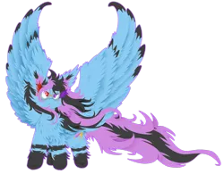 Size: 1024x798 | Tagged: safe, artist:vanillaswirl6, derpibooru import, oc, oc:alpha jet, unofficial characters only, pegasus, pony, :<, cheek fluff, chest fluff, chibi, colored eyelashes, commission, ear fluff, female, fluffy, goggles, large wings, long mane, long tail, mare, no pupils, simple background, solo, spread wings, transparent background, windswept mane, wing fluff, wings