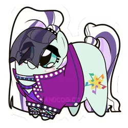 Size: 550x549 | Tagged: safe, artist:coggler, artist:frog&cog, artist:gopherfrog, derpibooru import, coloratura, earth pony, pony, blush sticker, blushing, chibi, clothes, countess coloratura, female, mare, simple background, solo, transparent background