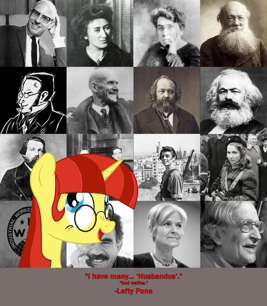 Size: 4200x4800 | Tagged: safe, artist:aaronmk, derpibooru import, oc, oc:lefty pony, unofficial characters only, pony, abdullah öcalan, absurd resolution, anarchism, anarchy, catalonia, communism, emma goldman, eugene v. debs, freckles, friedrich engels, glasses, green party, hungary, iww, jill stein, karl marx, kurdistan, max stirner, michel foucault, mikhail bakunin, noam chomsky, peter kropotkin, politics, rosa luxembourg, socialism, union