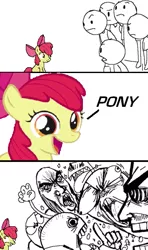 Size: 355x599 | Tagged: safe, derpibooru import, apple bloom, human, pony, apple bloom's bow, argument, bow, clothes, comic, dialogue, exploitable meme, female, filly, hair bow, meme, nobody is right everybody is wrong, open mouth, rage comic, rage face, shirt, sitting, smiling, trollbait, yelling