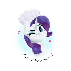 Size: 3264x3264 | Tagged: safe, artist:treblesketchofficial, derpibooru import, rarity, pony, unicorn, blowing a kiss, chef's hat, commission, female, french, hat, head, heart, looking at you, mare, one eye closed, profile, solo, wink