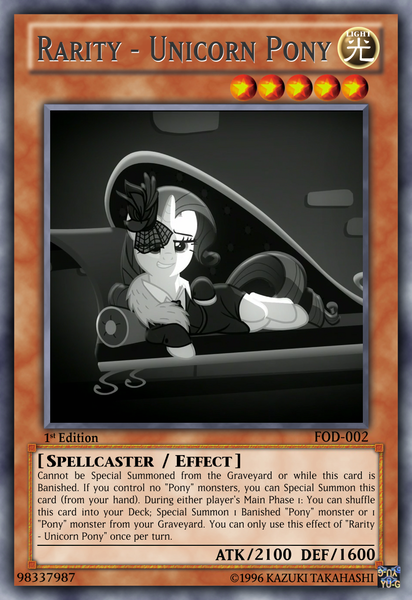 Size: 813x1185 | Tagged: safe, derpibooru import, edit, edited screencap, screencap, rarity, pony, unicorn, rarity investigates, card game, ccg, solo, tcg editor, trading card, trading card edit, yu-gi-oh!, yugioh card