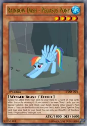 Size: 813x1185 | Tagged: safe, derpibooru import, edit, edited screencap, screencap, rainbow dash, pegasus, pony, card game, ccg, iwtcird, meme, solo, tcg editor, trading card, trading card edit, yu-gi-oh!, yugioh card