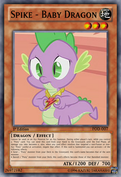 Size: 813x1185 | Tagged: card game, ccg, derpibooru import, dragon, edit, element of loyalty, safe, solo, spike, tcg editor, trading card, trading card edit, yu-gi-oh!, yugioh card