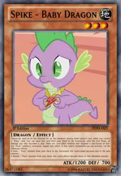 Size: 813x1185 | Tagged: card game, ccg, derpibooru import, dragon, edit, element of loyalty, safe, solo, spike, tcg editor, trading card, trading card edit, yu-gi-oh!, yugioh card