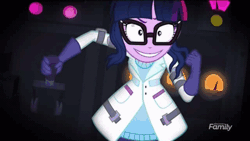 Size: 512x289 | Tagged: safe, derpibooru import, screencap, sci-twi, twilight sparkle, eqg summertime shorts, equestria girls, mad twience, angry, animated, crazy face, electricity, experiment, faic, gif, insanity, laboratory, mad scientist, rays, twilight snapple
