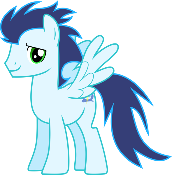 Size: 2506x2550 | Tagged: safe, artist:frownfactory, derpibooru import, soarin', pegasus, pony, rainbow falls, .svg available, blue hair, blue mane, blue tail, green eyes, male, simple background, solo, stallion, svg, transparent background, vector, wings, wonderbolts