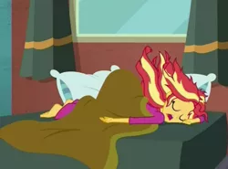 Size: 710x524 | Tagged: safe, derpibooru import, screencap, sunset shimmer, eqg summertime shorts, equestria girls, monday blues, barefoot, cute, feet, majestic as fuck, shimmerbetes, sunset's apartment
