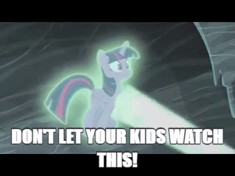 Size: 480x360 | Tagged: safe, derpibooru import, edit, edited screencap, screencap, starlight glimmer, twilight sparkle, twilight sparkle (alicorn), alicorn, pony, the cutie map, animated, caption, don't let your kids watch it, exploitable meme, gif, image macro, lazytown, magic, meme, robbie rotten, s5 starlight, staff, staff of sameness, text, you know for kids