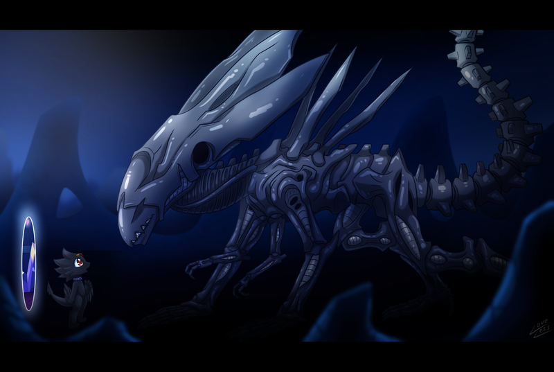 Size: 1778x1193 | Tagged: alien, alien (franchise), artist:vavacung, comic:crazy future, derpibooru import, oc, oc:serene (crazy future), original species, safe, unofficial characters only, wyvern, xenomorph, xenomorph queen