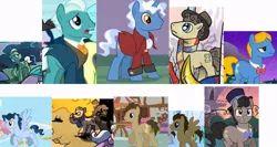 Size: 763x406 | Tagged: safe, derpibooru import, doctor whooves, perfect pace, time turner, pony, appleoosa's most wanted, doctor who, first doctor, raggedy doctor, tom baker's scarf, war doctor