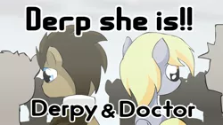 Size: 1920x1080 | Tagged: safe, artist:alfa995, derpibooru import, derpy hooves, doctor whooves, time turner, pony, cute, doctorderpy, female, male, shipping, straight, there she is!