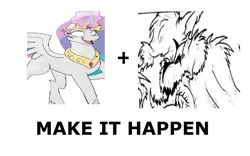 Size: 1176x736 | Tagged: all caps, derpibooru import, drip, exploitable meme, jack (webcomic), make it happen, meme, meta, princess celestia, princess molestia, suggestive, text