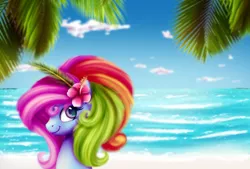 Size: 1020x690 | Tagged: safe, artist:sparkiss-pony, derpibooru import, rainbow dash (g3), pony, beach, cute, g3, g3.5, g3betes, ocean, solo, water
