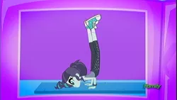 Size: 1400x789 | Tagged: safe, derpibooru import, screencap, coloratura, epic fails (equestria girls), eqg summertime shorts, equestria girls, alternate hairstyle, backbend, clothes, converse, discovery family logo, female, flexible, rara, shoes, sneakers, socks, yoga