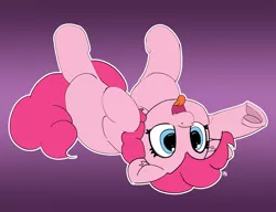 Size: 5000x3839 | Tagged: safe, artist:pabbley, derpibooru import, pinkie pie, earth pony, pony, behaving like a dog, cute, diapinkes, ear fluff, female, floppy ears, frog (hoof), gradient background, legs in air, mare, on back, open mouth, pabbley is trying to murder us, puppy pie, simple background, smiling, solo, tongue out, underhoof