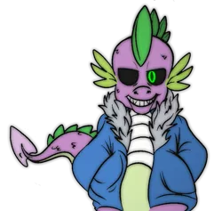 Size: 719x681 | Tagged: artist:mr square, artist needed, clothes, crossover, derpibooru import, dragon, jacket, safe, sans (undertale), simple background, solo, spike, transparent background, undertale