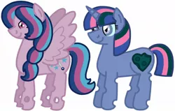 Size: 1060x676 | Tagged: safe, artist:kindheart525, derpibooru import, oc, oc:lunar gauntlet, oc:parasite, unofficial characters only, pegasus, pony, unicorn, kindverse, magical lesbian spawn, offspring, offspring's offspring, parent:oc:firefly, parent:oc:galaxy guard