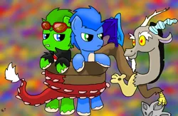 Size: 1300x850 | Tagged: safe, artist:emenarartstudios, derpibooru import, discord, ponified, pony, scourge the hedgehog, sonic the hedgehog, sonic the hedgehog (series)