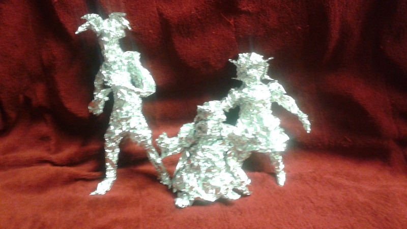 Size: 2560x1440 | Tagged: aluminum, artist:thefoilguy, craft, derpibooru import, draggle, foil, g1, hydia, hydia's family, photo, reeka, safe, sculpture, traditional art, witch