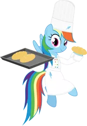 Size: 7997x11546 | Tagged: safe, artist:livehotsun, derpibooru import, rainbow dash, pony, absurd resolution, bread, chef, chef's hat, female, food, hat, mare, simple background, solo, transparent background, vector