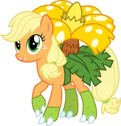 Size: 1001x1037 | Tagged: safe, artist:cloudyglow, derpibooru import, applejack, pony, venusaur, clothes, cosplay, costume, crossover, female, freckles, nintendo, pokémon, shiny pokémon, simple background, solo, transparent background