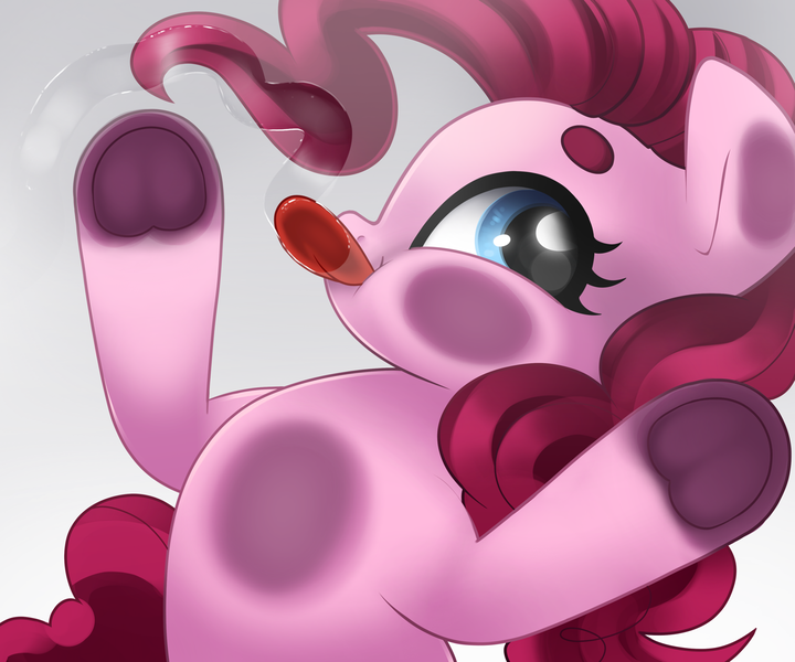 Size: 1280x1066 | Tagged: safe, artist:steffy-beff, derpibooru import, pinkie pie, earth pony, pony, against glass, female, frog (hoof), glass, licking, looking at you, mare, solo, tongue out, underhoof