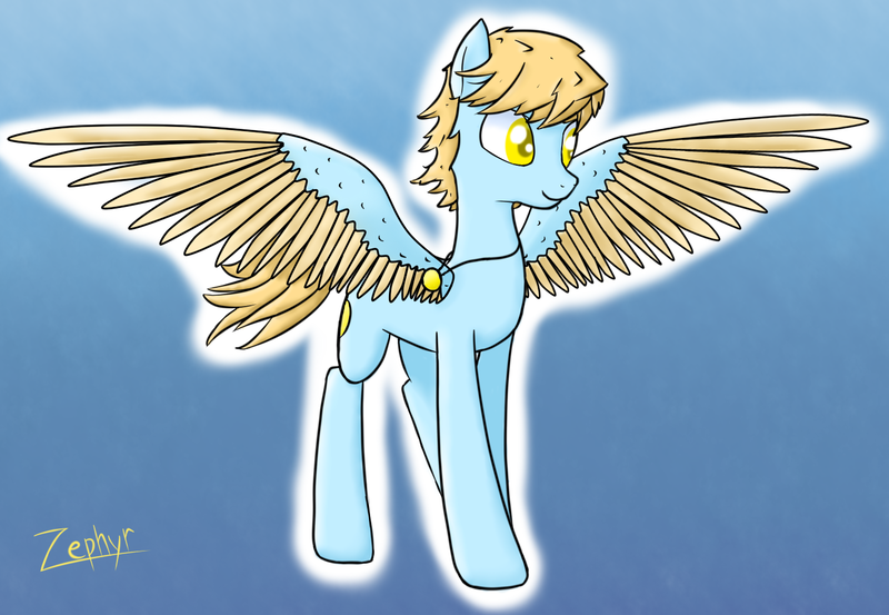 Size: 1381x955 | Tagged: safe, artist:zephyr!, derpibooru import, oc, oc:summerskies, unofficial characters only, pegasus, pony, gradient background, jewelry, male, necklace, solo, stallion, sun, wind, wind blown hair, windswept mane