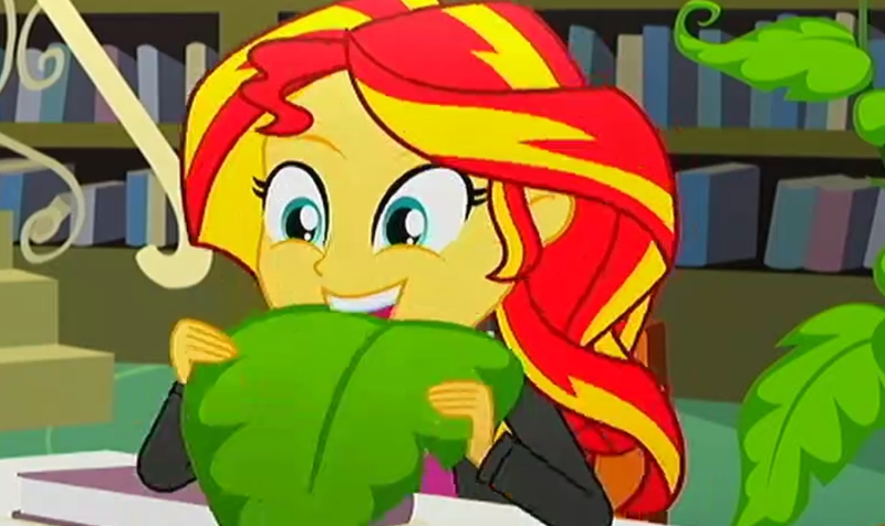 Size: 1023x609 | Tagged: safe, derpibooru import, screencap, sunset shimmer, epic fails (equestria girls), eqg summertime shorts, equestria girls, cute, humans doing horse things, shimmerbetes, sunset wants her old digestive system back