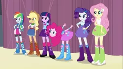 Size: 1100x618 | Tagged: safe, derpibooru import, screencap, applejack, fluttershy, pinkie pie, rainbow dash, rarity, sci-twi, twilight sparkle, equestria girls, equestria girls (movie), humane five, humane six