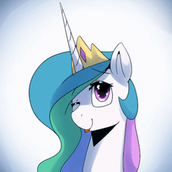 Size: 500x500 | Tagged: safe, artist:anticular, derpibooru import, edit, princess celestia, alicorn, pony, ask sunshine and moonbeams, :p, :|, animated, bait and switch, bust, cross-eyed, cute, cutelestia, derp, derplestia, female, food, frown, gif, glare, gradient background, gritted teeth, looking at you, majestic as fuck, mare, one eye closed, portrait, silly, smiling, solo, talking, text, tongue out, waffle, wat, wide eyes, wink