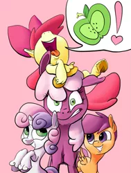 Size: 815x1080 | Tagged: apple bloom, artist:justdayside, cheerilee, cutie mark crusaders, derpibooru import, hearts and hooves day (episode), hooves, safe, scootaloo, sweetie belle, underhoof, unshorn fetlocks