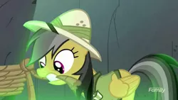 Size: 1280x720 | Tagged: safe, derpibooru import, screencap, daring do, pony, daring done?, mouth hold, rope, solo